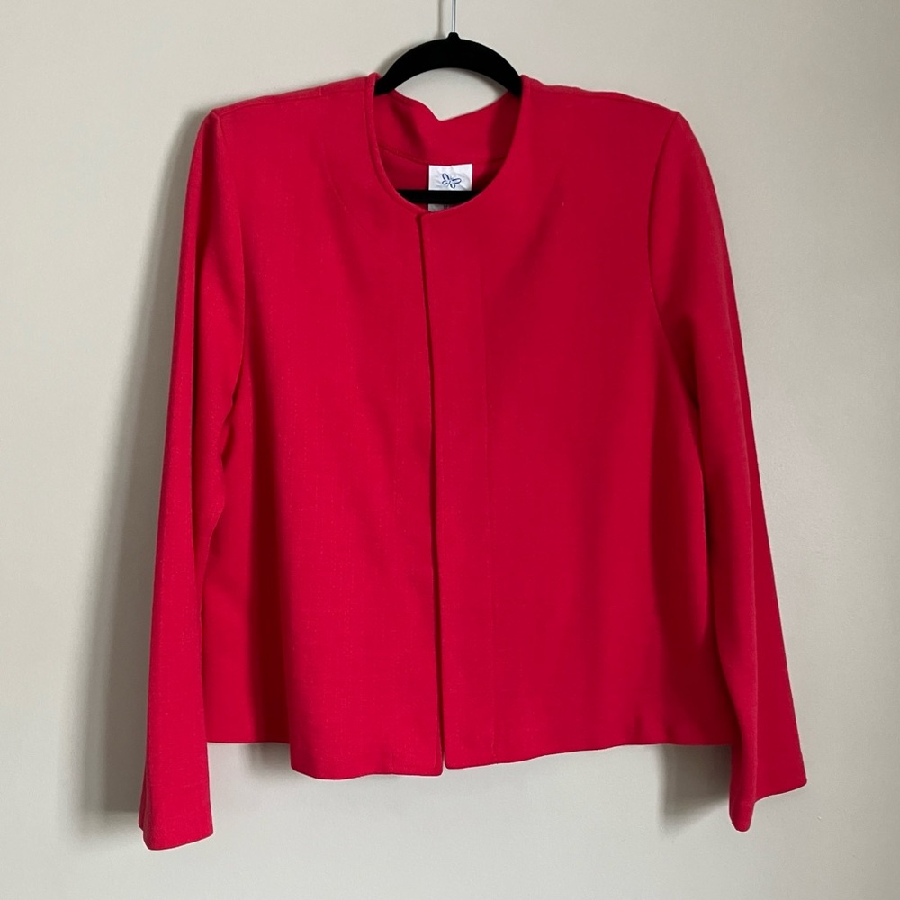 Vintage blazer jacket Cherry red collarless open front women’s size M